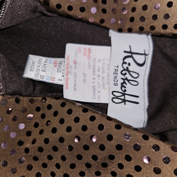 Joseph Ribkoff Tan and Brown Sequin Bomber Jacket - Picture 4 of 6